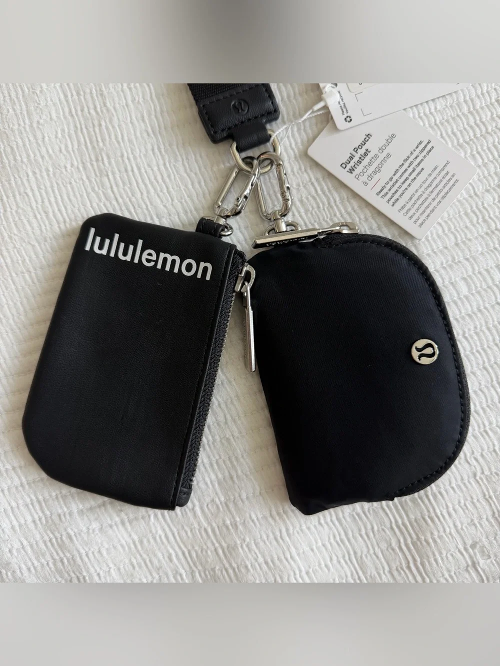 Lululemon Black Dual Pouch Wristlet Keychain — Brand New w/ Tags